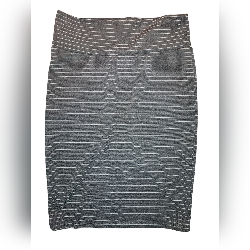 LuLaRoe Cassie Black Pinstripe Pencil Skirt Size Medium